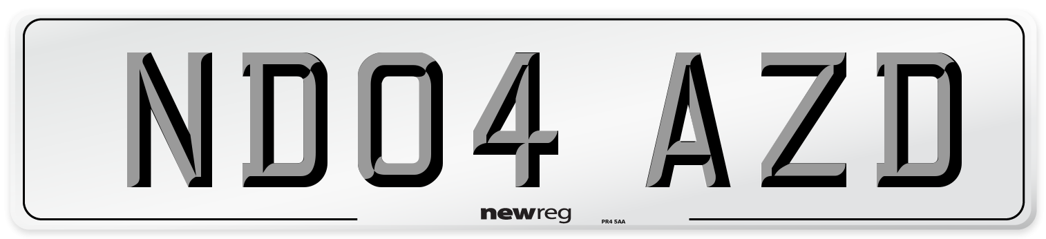 ND04 AZD Number Plate from New Reg